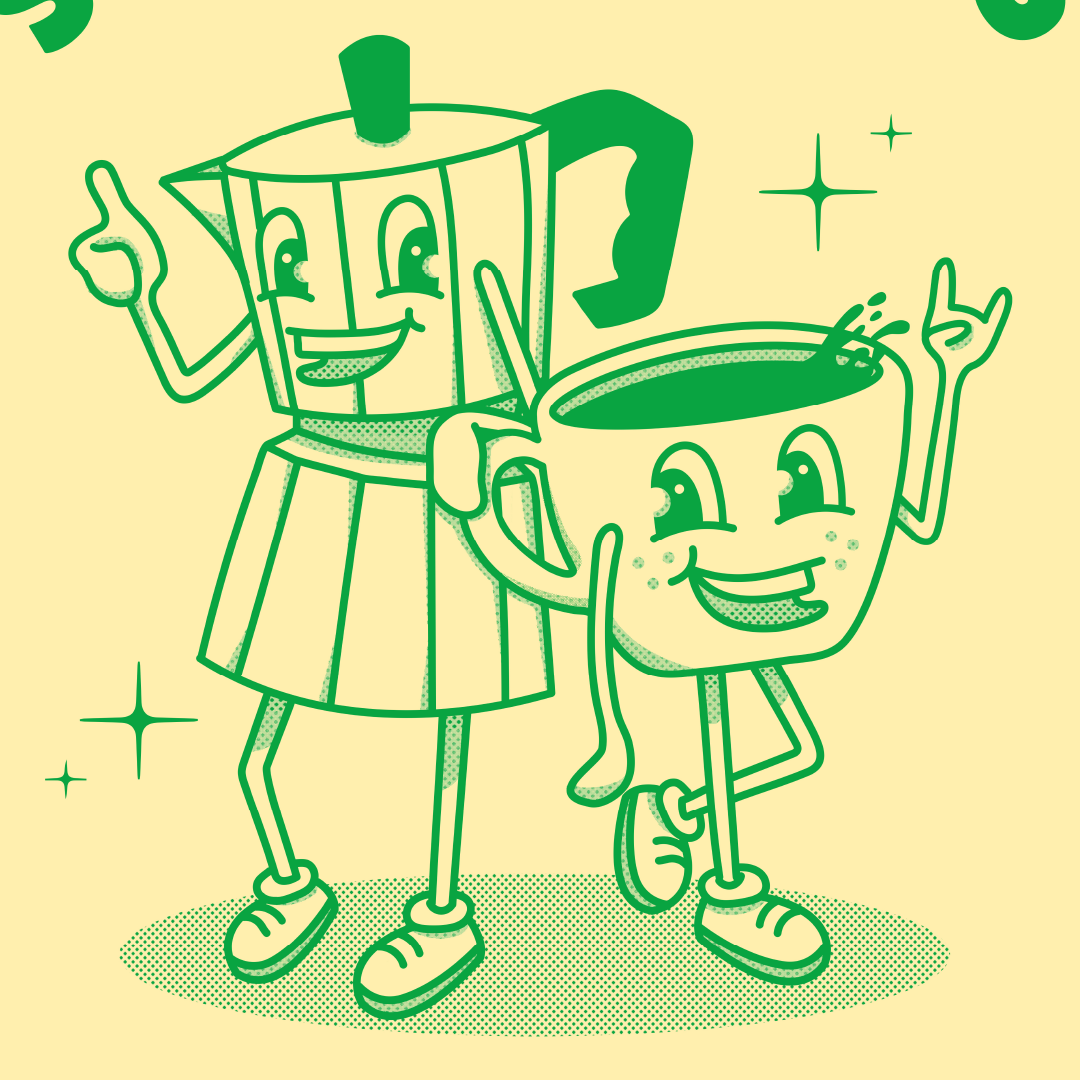 Póster Café Retro Verde