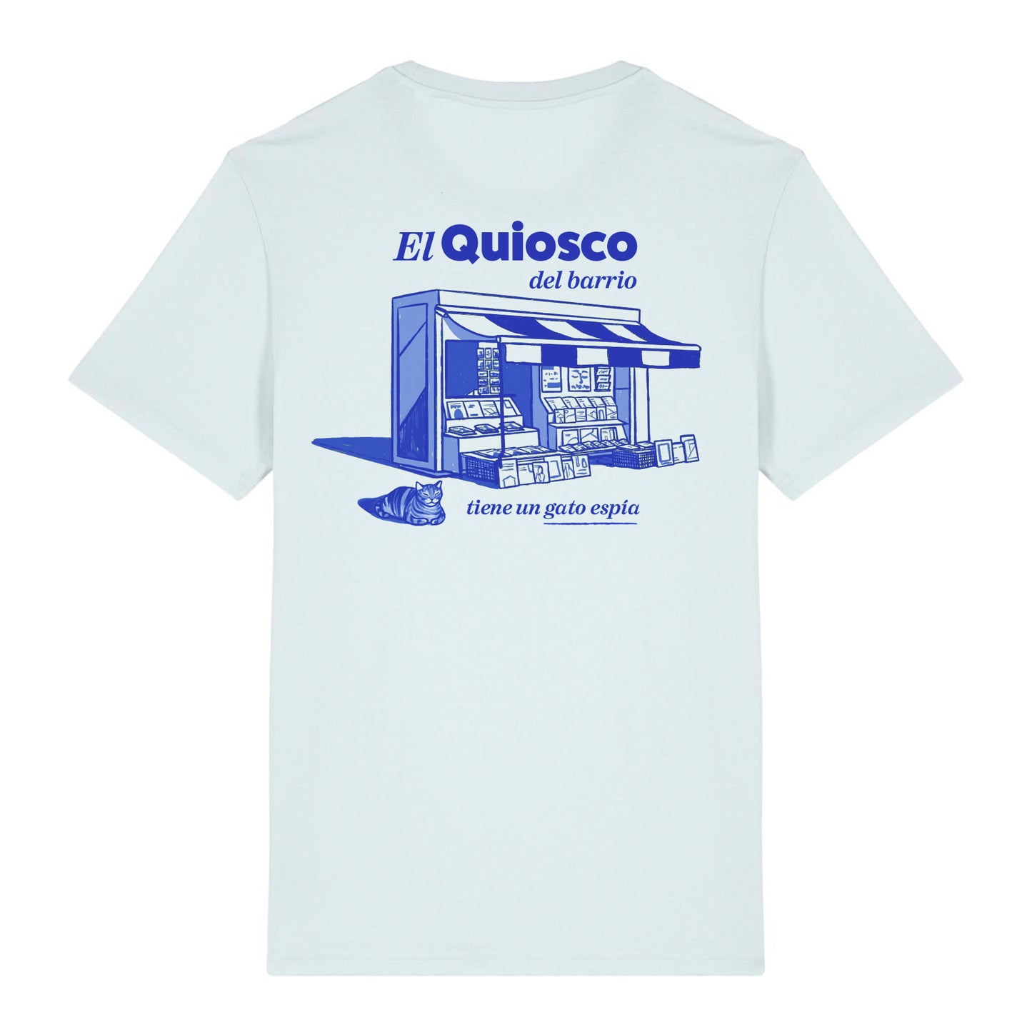 Camiseta Quiosco con Gato Espía Azul