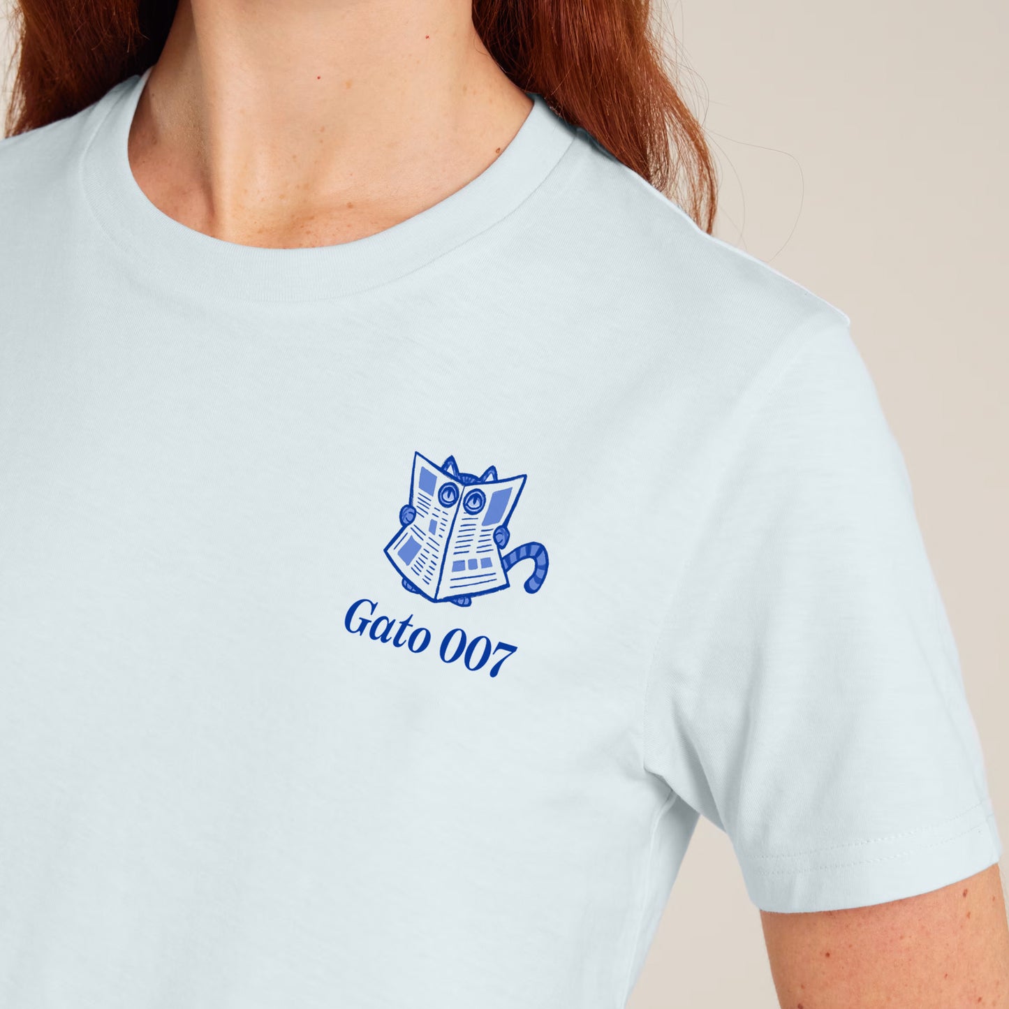 Camiseta Quiosco con Gato Espía Azul