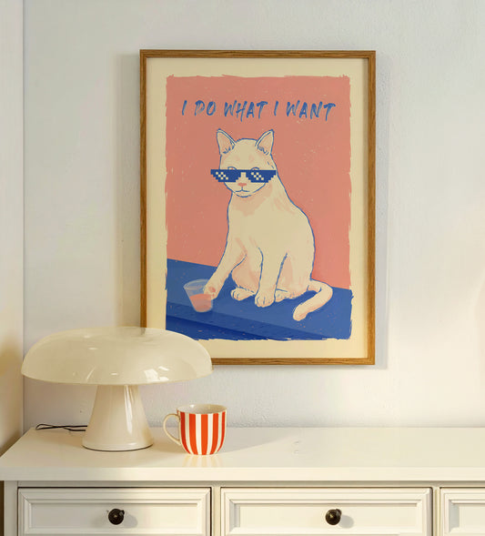 Póster Gato Gángster – Ilustración humor gatos