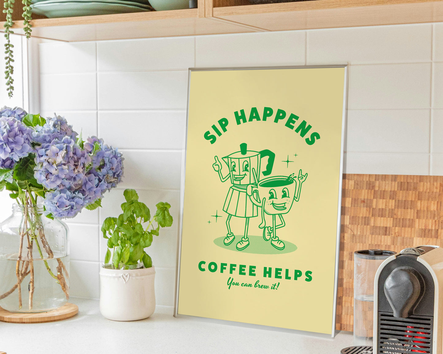 Póster Café Retro Verde