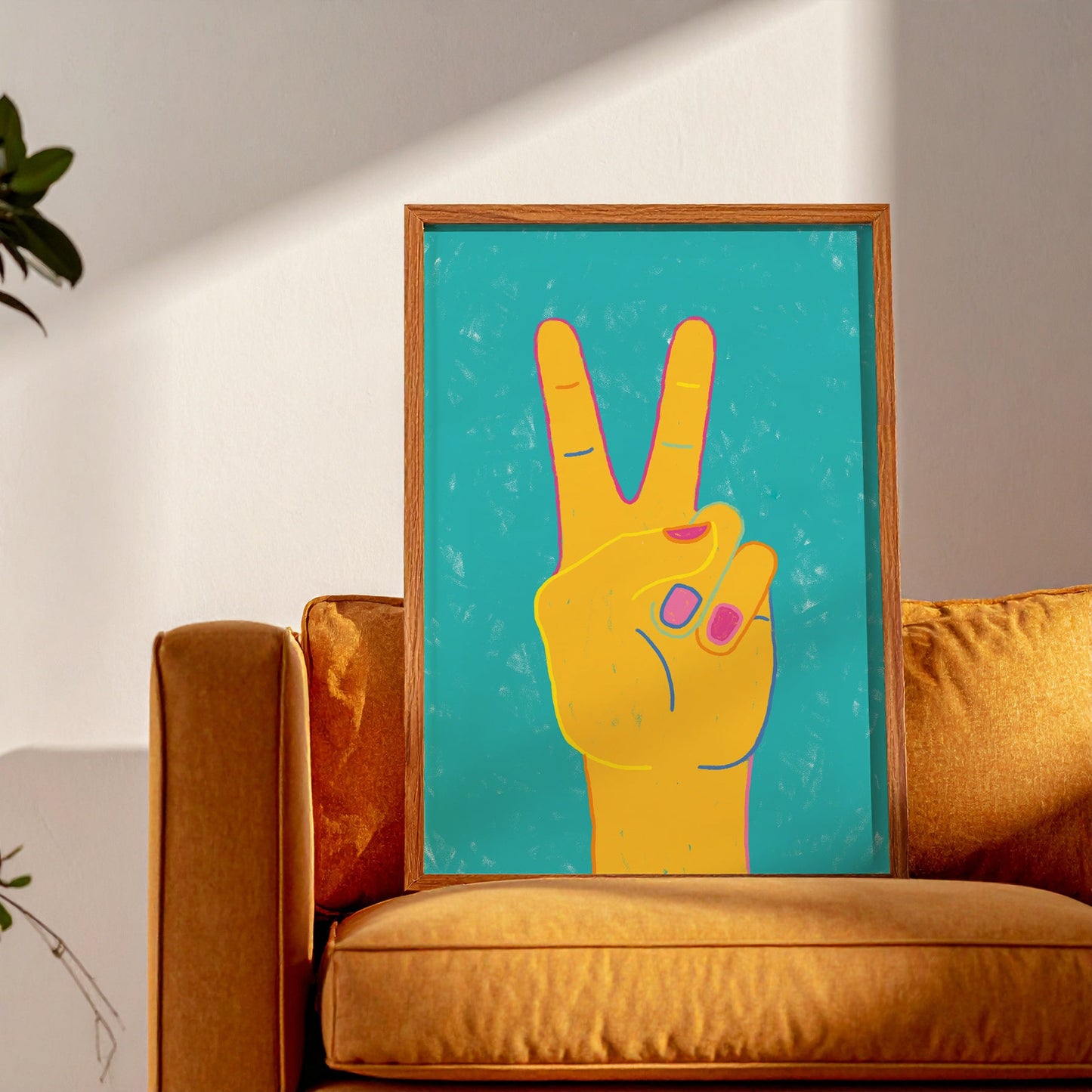 Póster mano símbolo de paz