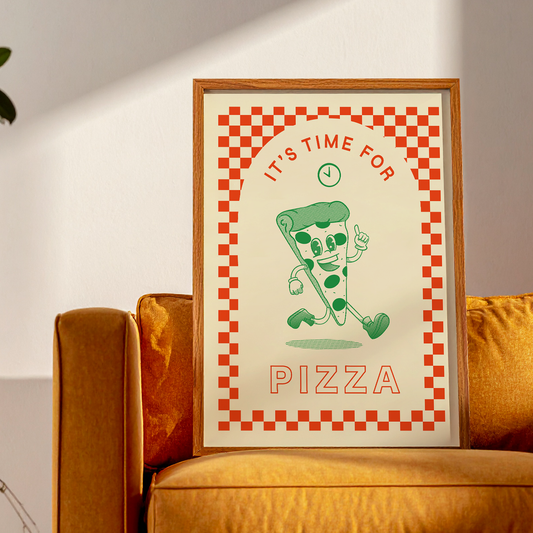 Póster de Pizza Divertido – Ilustración para Cocinas con Estilo