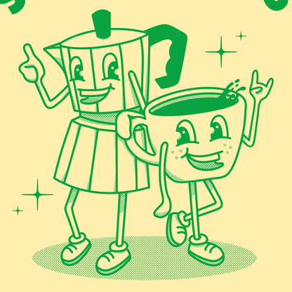 Póster Café Retro Verde
