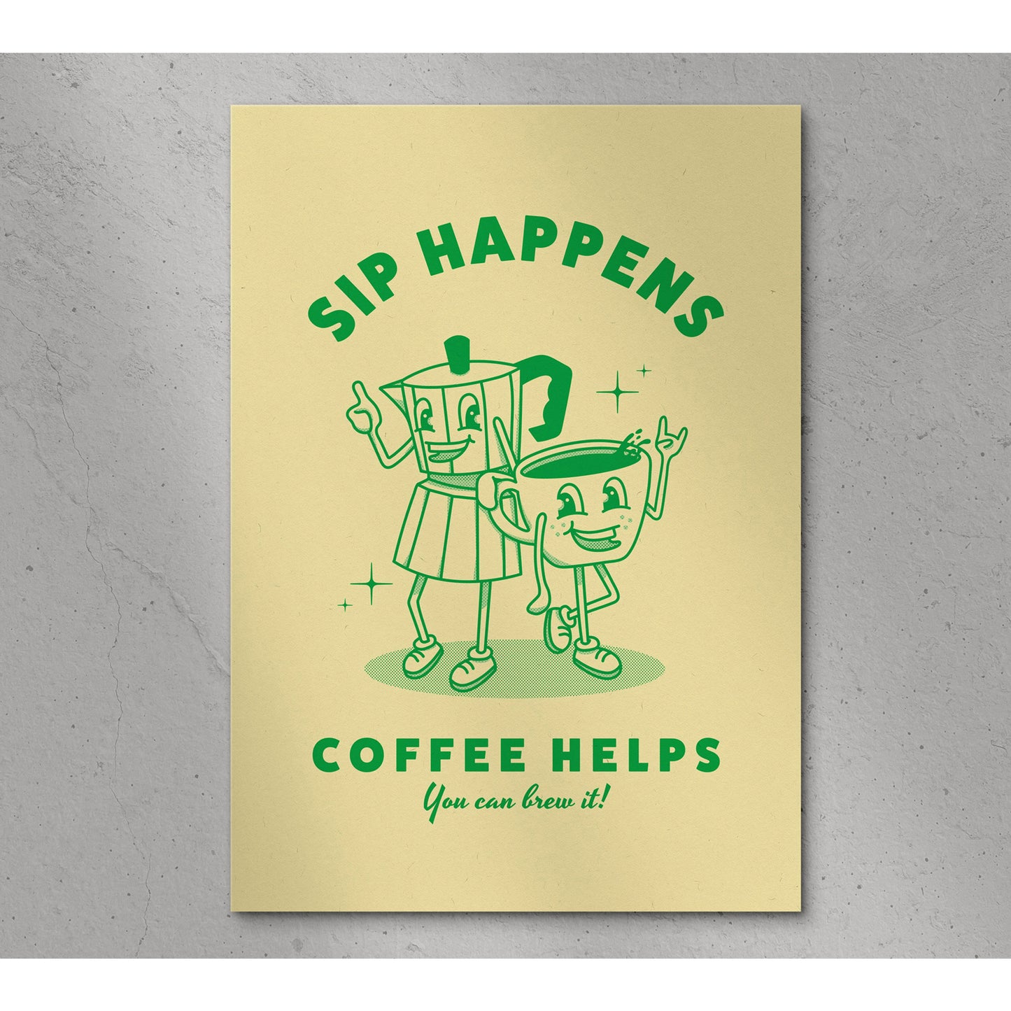 Póster Café Retro Verde