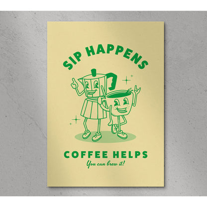 Póster Café Retro Verde