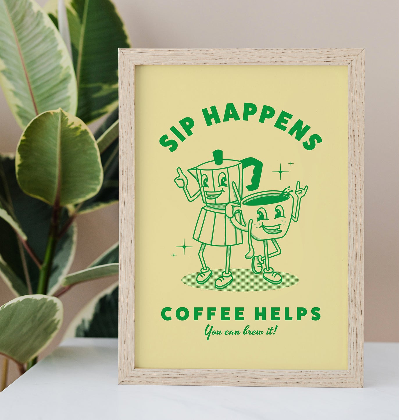Póster Café Retro Verde