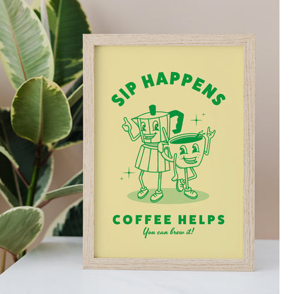 Póster Café Retro Verde
