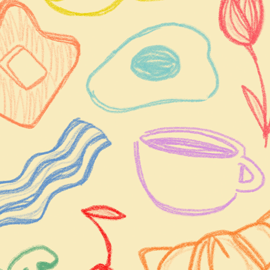 Póster Brunch - Lámina desayuno decoración de cocina de comida y bebida