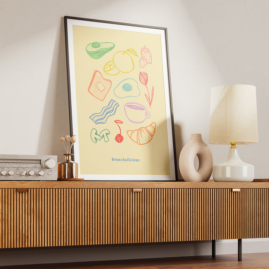 Póster Brunch - Lámina desayuno decoración de cocina de comida y bebida