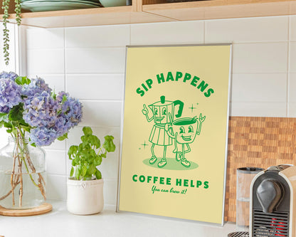 Póster Café Retro Verde