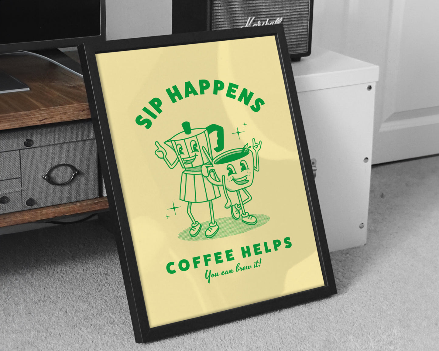 Póster Café Retro Verde