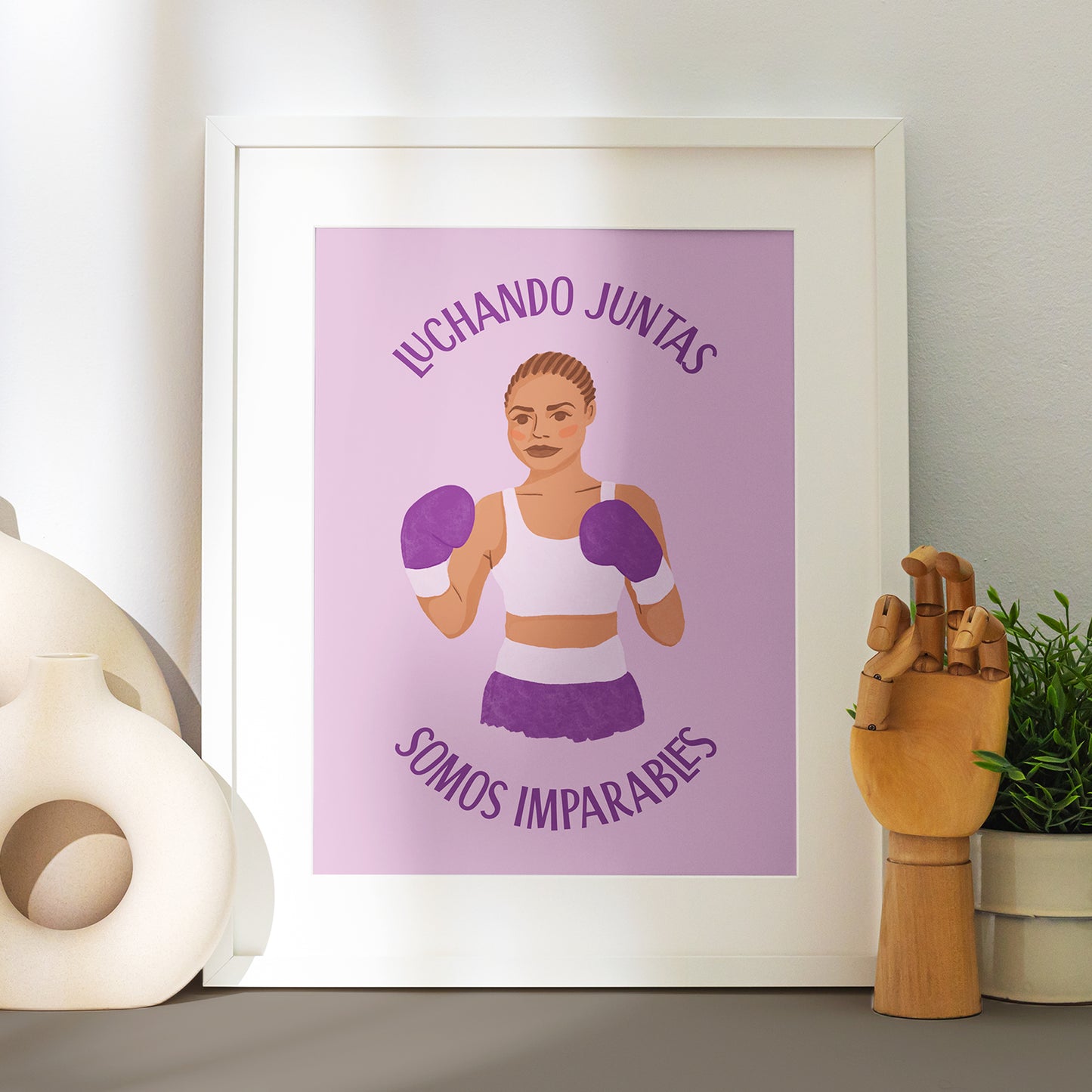 Póster Feminista Luchando Juntas – Ilustración con Mensaje