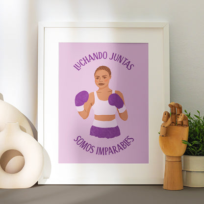 Póster Feminista Luchando Juntas – Ilustración con Mensaje