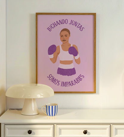 Póster Feminista Luchando Juntas – Ilustración con Mensaje