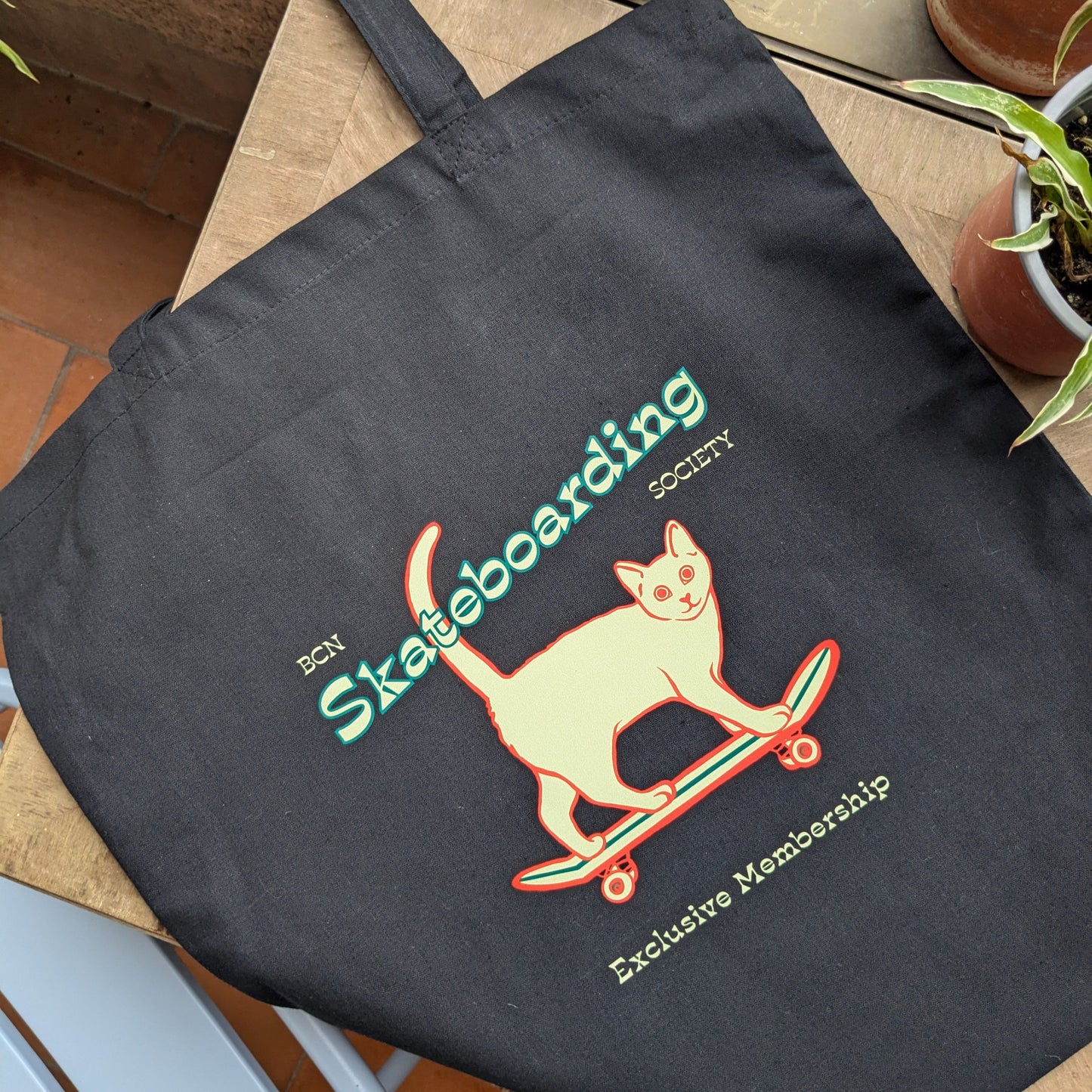 Tote Bag Skateboarding Cat