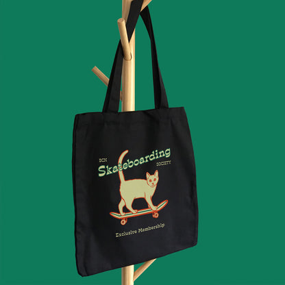 Tote Bag Skateboarding Cat